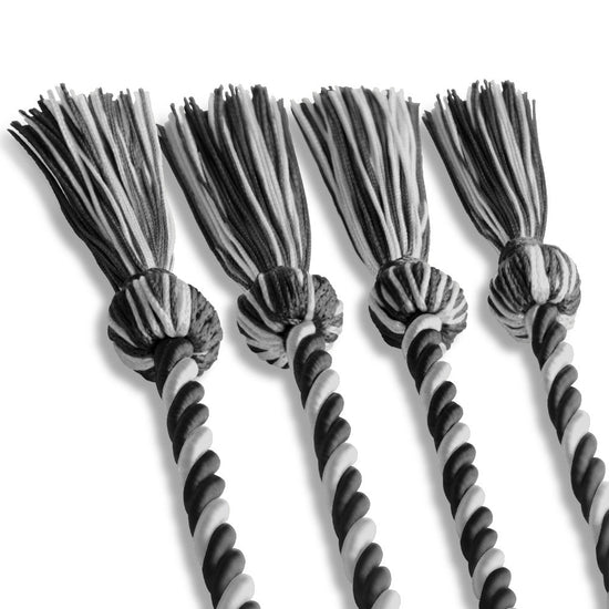 Double Graduation Honor Cord Black/White by Wholesale Grad Supply