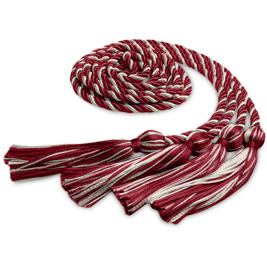 Double Graduation Honor Cord Cardinal/Silver by Wholesale Grad Supply