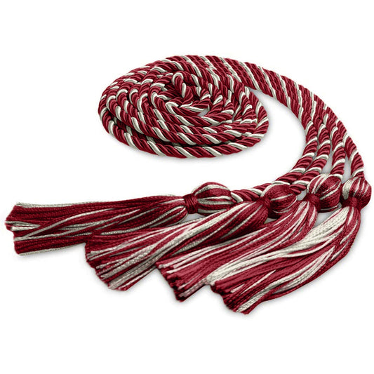 Double Graduation Honor Cord Cardinal/Silver by Wholesale Grad Supply