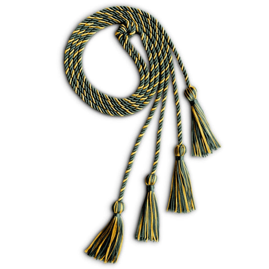 Double Graduation Honor Cord Forest Green/Gold by Wholesale Grad Supply