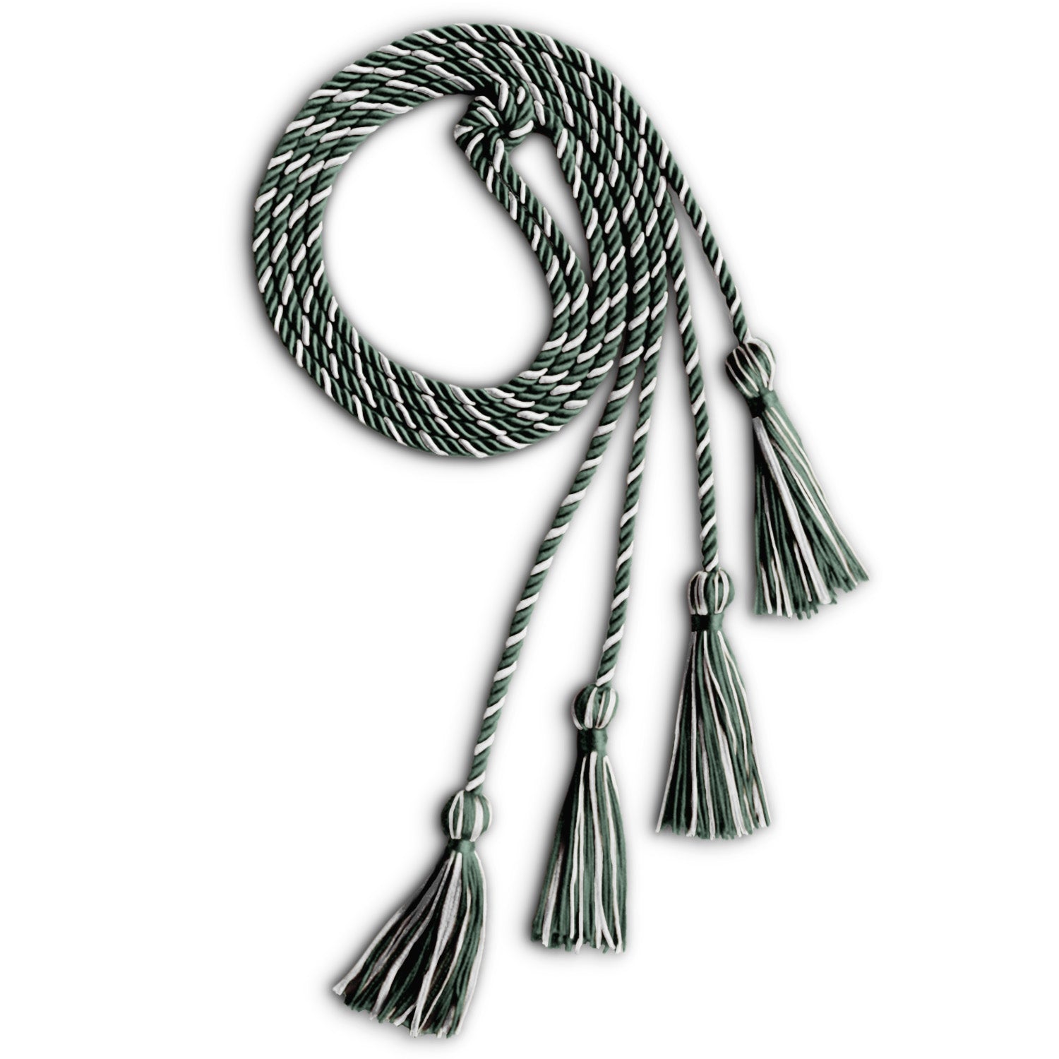 Double Graduation Honor Cord Forest Green/White by Wholesale Grad Supply