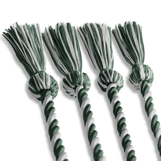 Double Graduation Honor Cord Forest Green/White by Wholesale Grad Supply