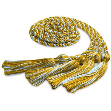 Double Graduation Honor Cord Gold/Light Blue by Wholesale Grad Supply