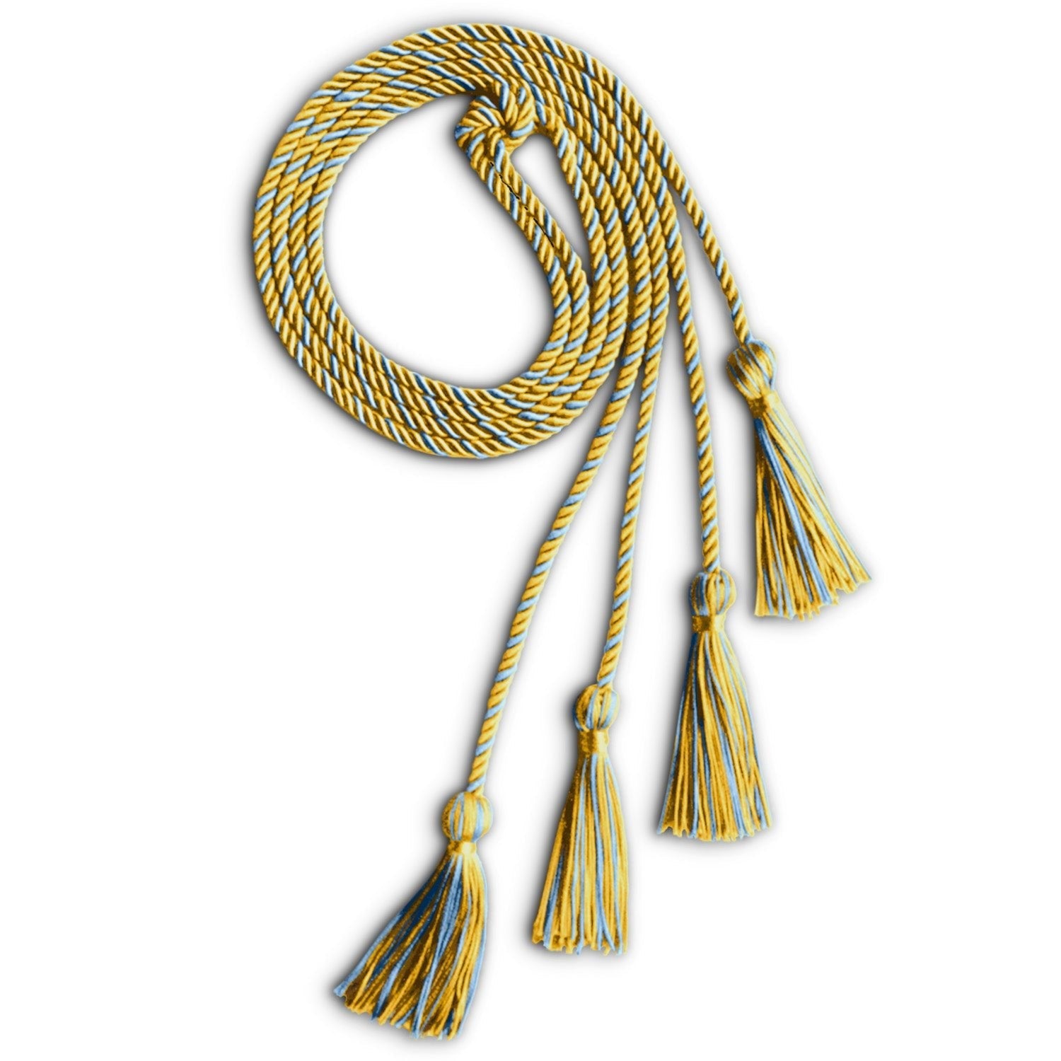 Double Graduation Honor Cord Gold/Light Blue by Wholesale Grad Supply