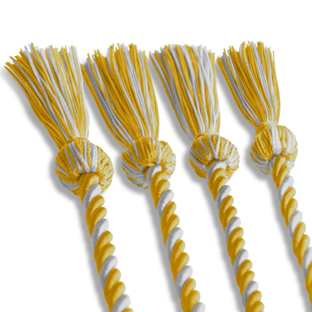 Double Graduation Honor Cord Gold/White by Wholesale Grad Supply