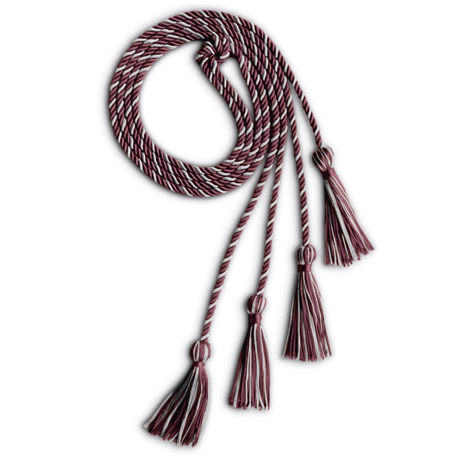 Double Graduation Honor Cord Maroon/Silver by Wholesale Grad Supply