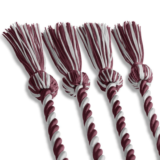 Double Graduation Honor Cord Maroon/White by Wholesale Grad Supply