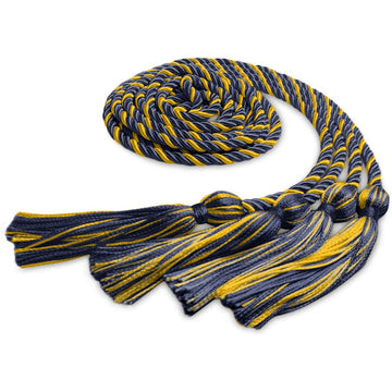 Double Graduation Honor Cord Navy Blue/Gold by Wholesale Grad Supply