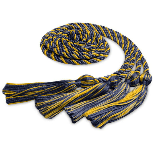 Double Graduation Honor Cord Navy Blue/Gold by Wholesale Grad Supply