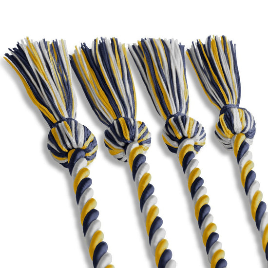 Double Graduation Honor Cord Navy Blue/Gold/White by Wholesale Grad Supply
