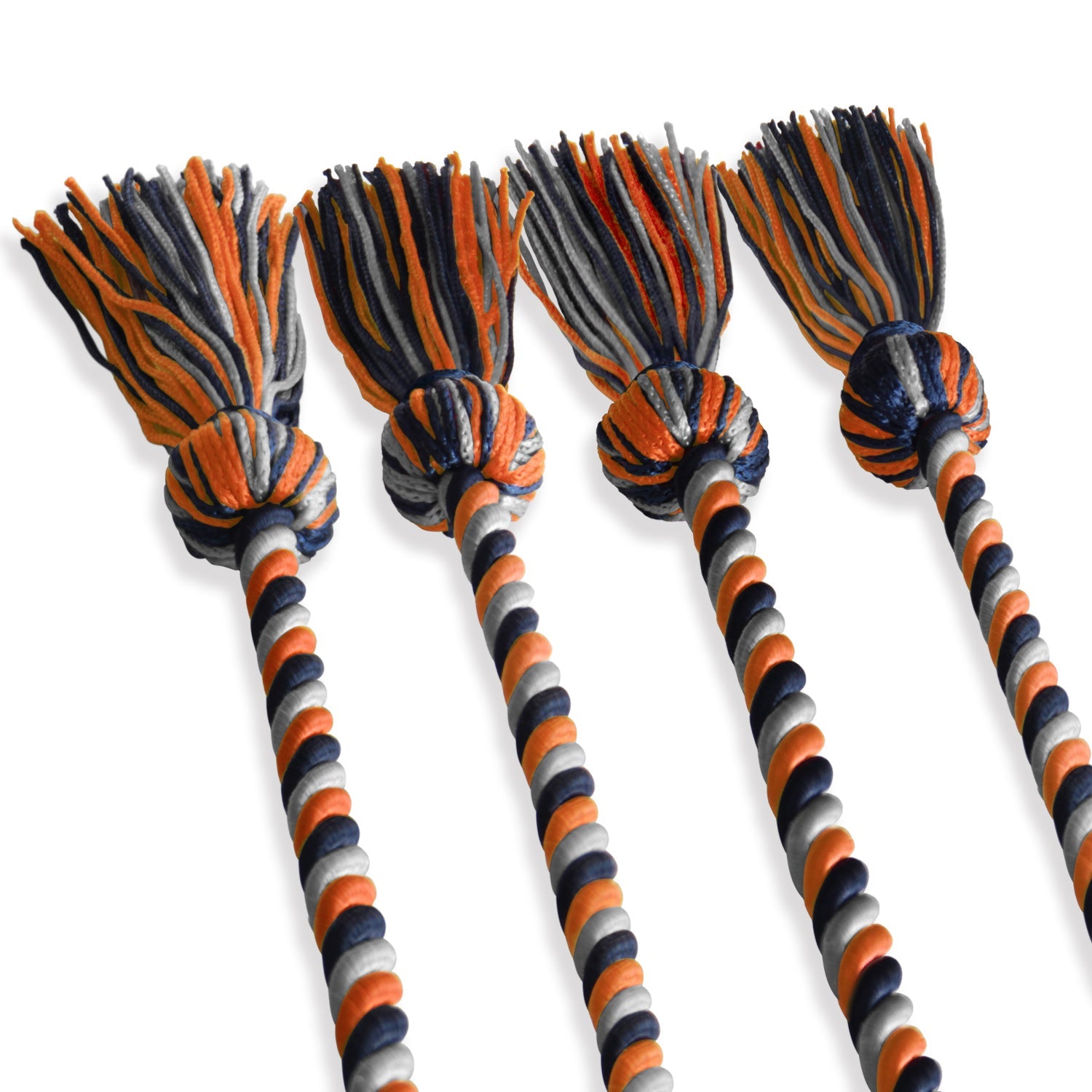 Double Graduation Honor Cord Navy Blue/Orange/Silver by Wholesale Grad Supply