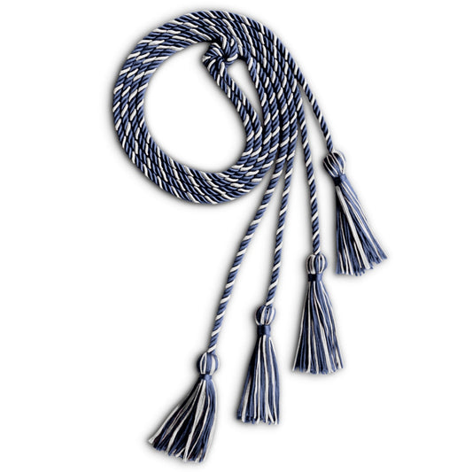 Double Graduation Honor Cord Navy Blue/White by Wholesale Grad Supply