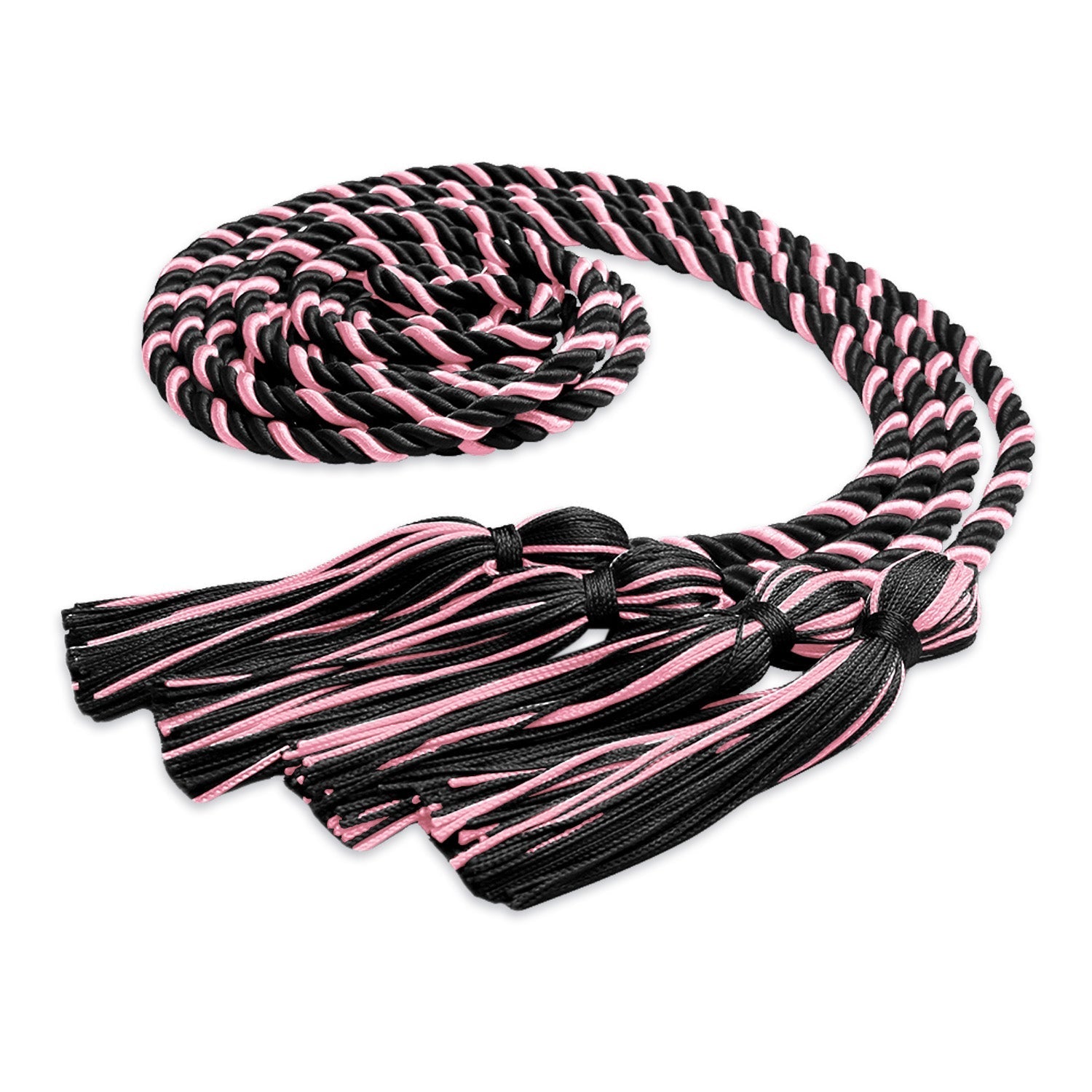 Double Graduation Honor Cord Pink/Black by Wholesale Grad Supply