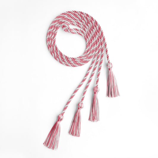 Double Graduation Honor Cord Pink/White by Wholesale Grad Supply