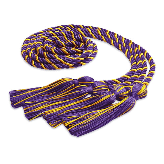 Double Graduation Honor Cord Purple/Gold by Wholesale Grad Supply