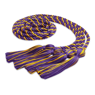 Double Graduation Honor Cord Purple/Gold by Wholesale Grad Supply