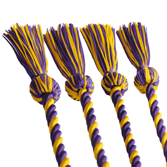 Double Graduation Honor Cord Purple/Gold by Wholesale Grad Supply