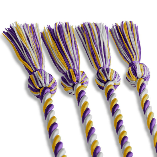 Double Graduation Honor Cord Purple/Gold/White by Wholesale Grad Supply