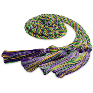 Double Graduation Honor Cord Purple/Green/Gold by Wholesale Grad Supply