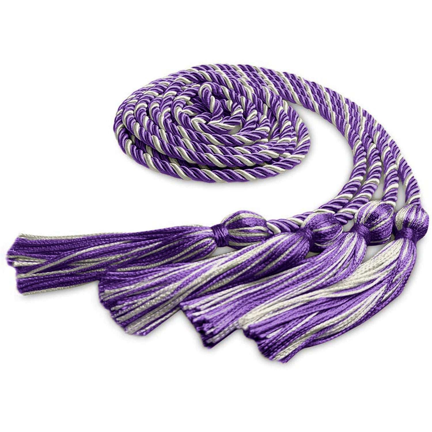 Double Graduation Honor Cord Purple/Silver by Wholesale Grad Supply