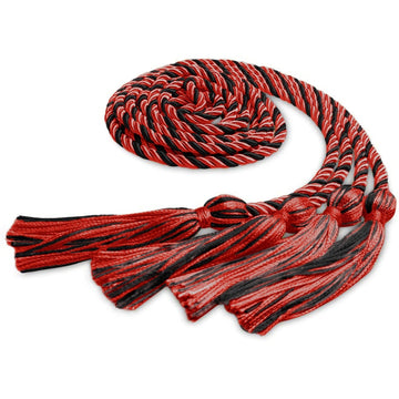 Double Graduation Honor Cord Red/Black by Wholesale Grad Supply
