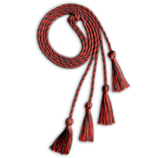 Double Graduation Honor Cord Red/Black by Wholesale Grad Supply