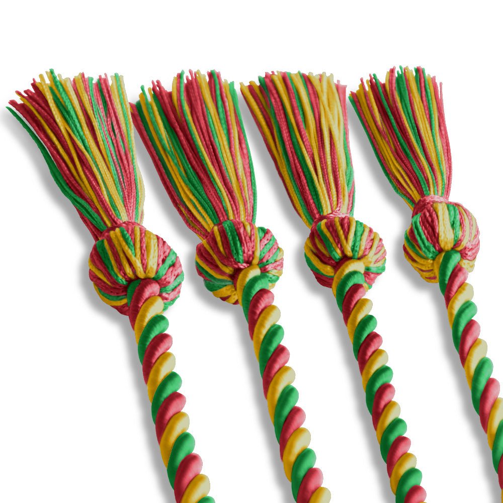 Double Graduation Honor Cord Red/Gold/Green by Wholesale Grad Supply