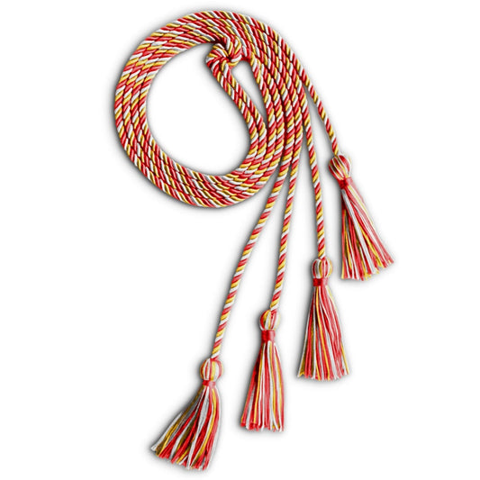 Double Graduation Honor Cord Red/Gold/White by Wholesale Grad Supply