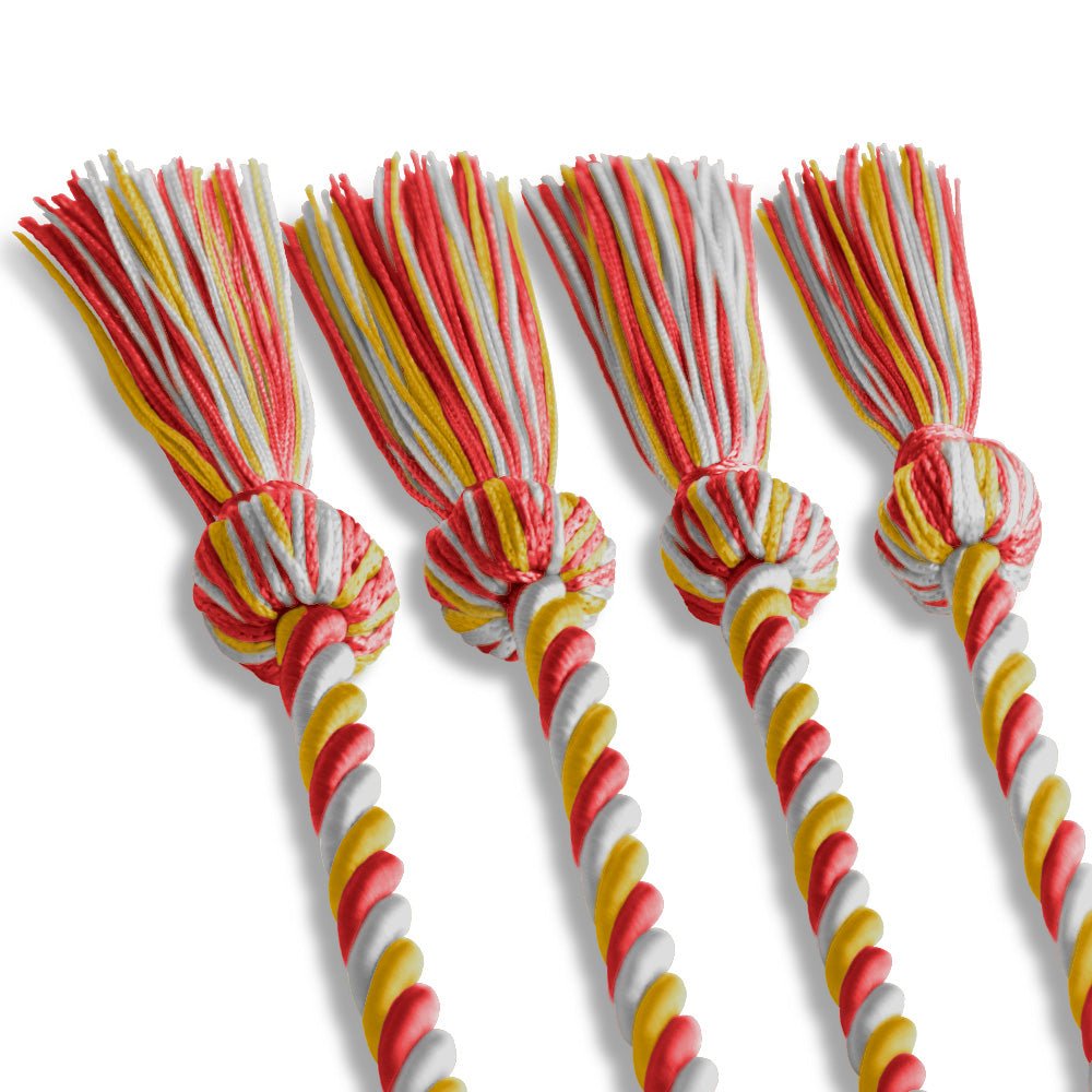 Double Graduation Honor Cord Red/Gold/White by Wholesale Grad Supply