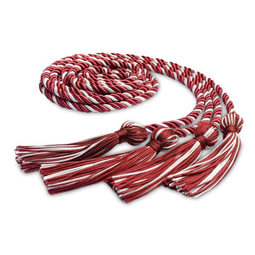 Double Graduation Honor Cord Red/White by Wholesale Grad Supply