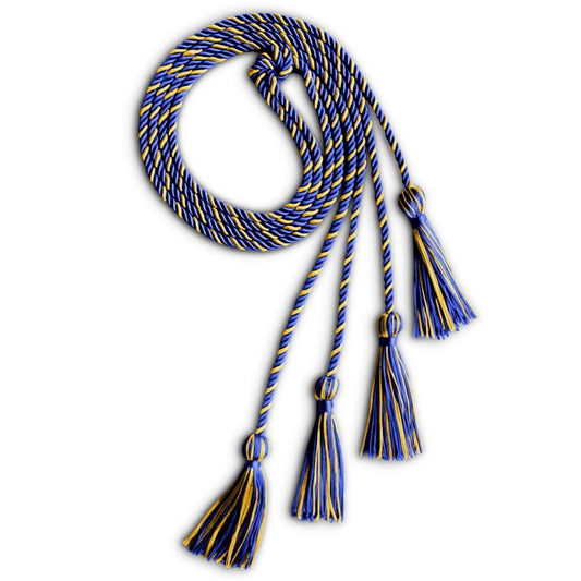 Double Graduation Honor Cord Royal Blue/Gold by Wholesale Grad Supply