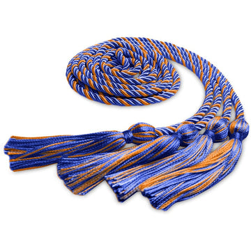 Double Graduation Honor Cord Royal Blue/Orange by Wholesale Grad Supply