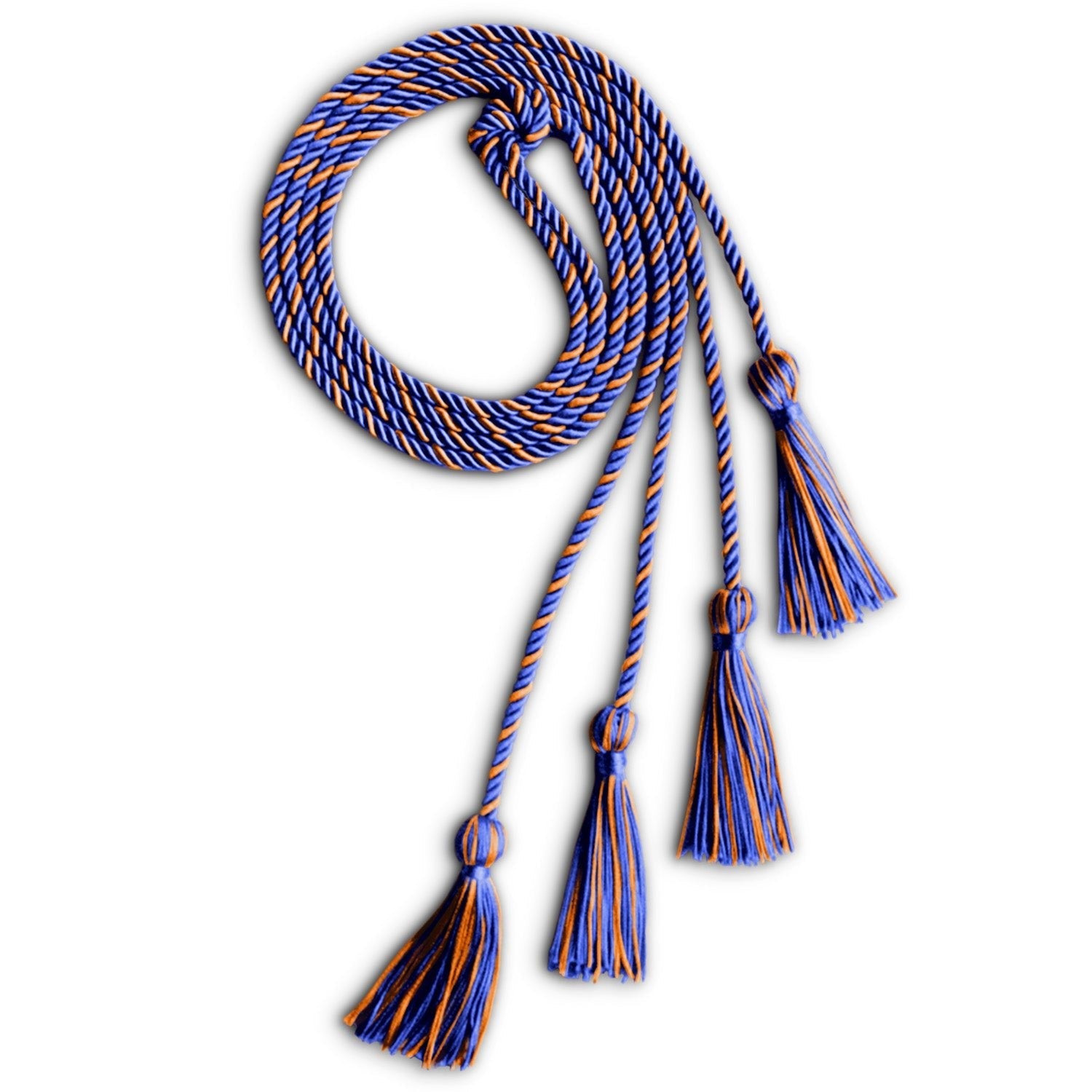 Double Graduation Honor Cord Royal Blue/Orange by Wholesale Grad Supply