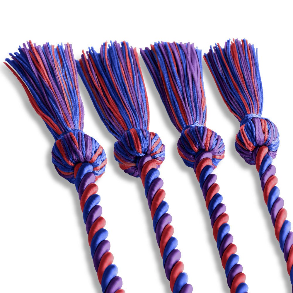 Double Graduation Honor Cord Royal Blue/Purple/Red by Wholesale Grad Supply