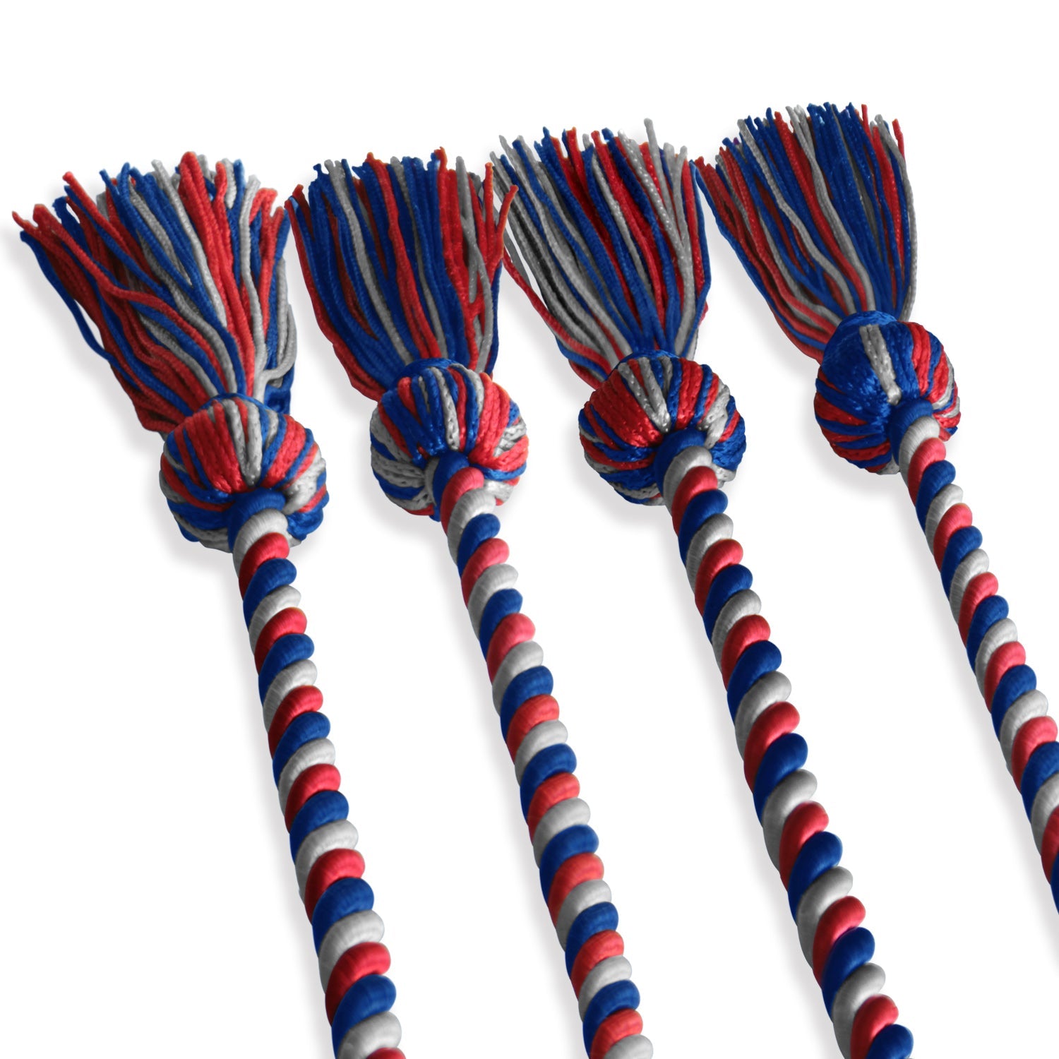 Double Graduation Honor Cord Royal Blue/Red/Silver by Wholesale Grad Supply
