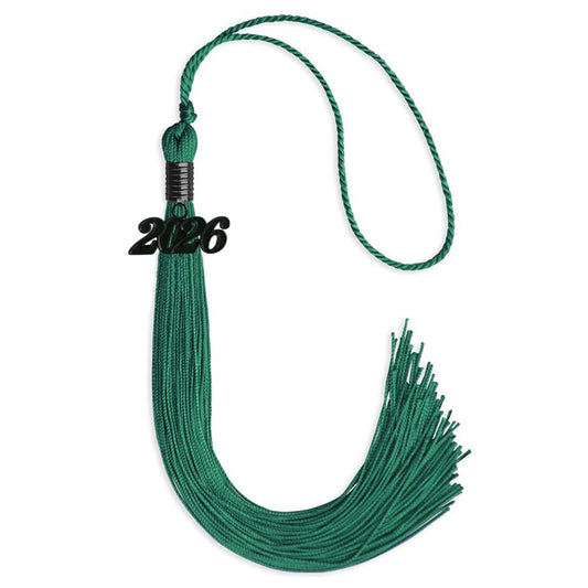 Emerald Green Graduation Tassel with Black Bling Charm by Wholesale Grad Supply