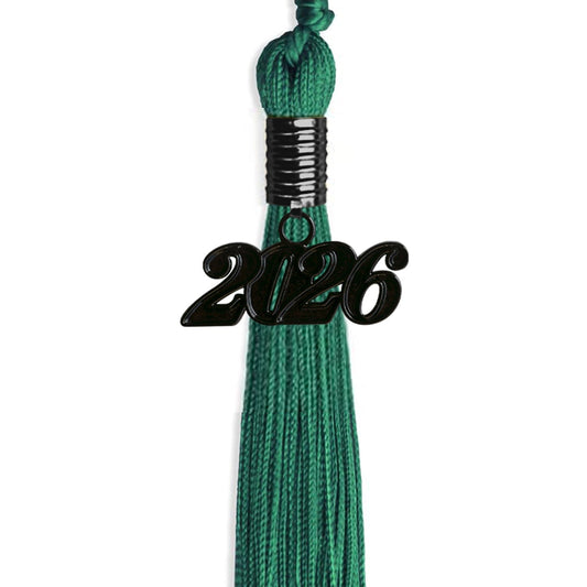 Emerald Green Graduation Tassel with Black Bling Charm by Wholesale Grad Supply