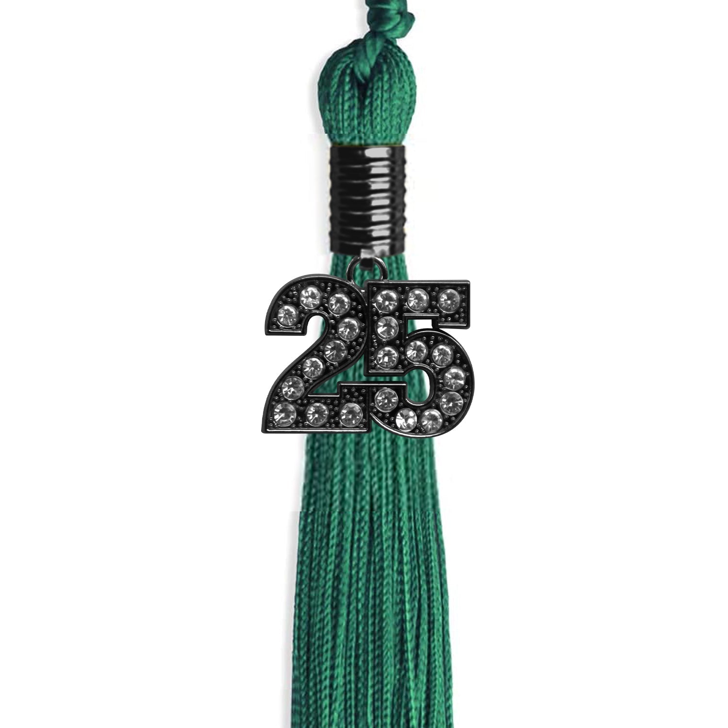 Emerald Green Graduation Tassel with Black Bling Charm by Wholesale Grad Supply