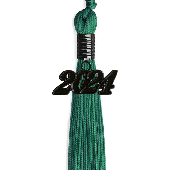 Emerald Green Graduation Tassel with Black Bling Charm by Wholesale Grad Supply