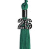 Emerald Green Graduation Tassel with Black Bling Charm by Wholesale Grad Supply