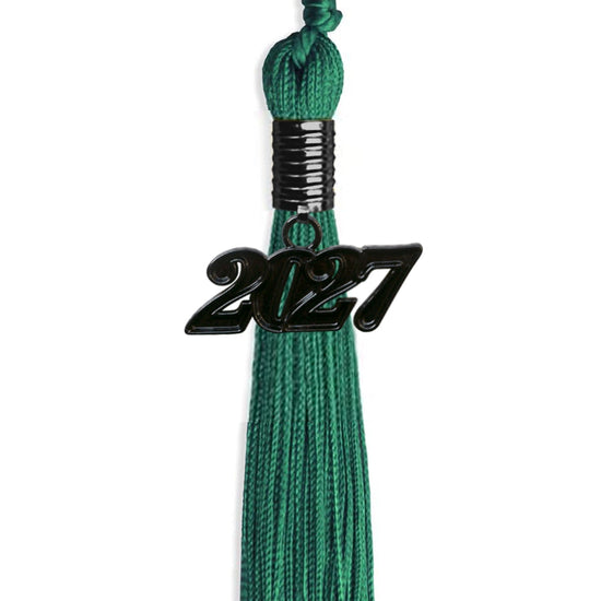 Emerald Green Graduation Tassel with Black Bling Charm by Wholesale Grad Supply