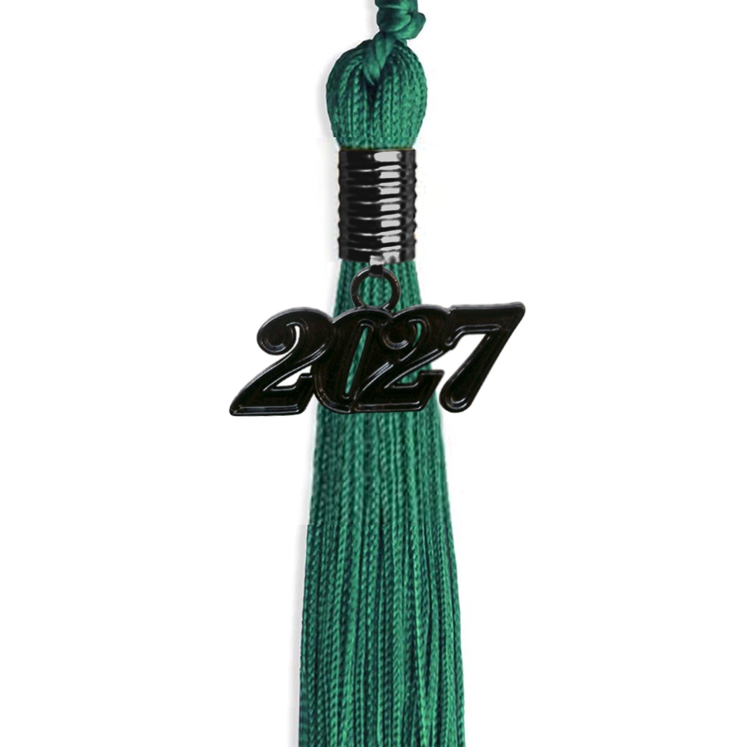 Emerald Green Graduation Tassel with Black Bling Charm by Wholesale Grad Supply