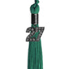 Emerald Green Graduation Tassel with Black Bling Charm by Wholesale Grad Supply