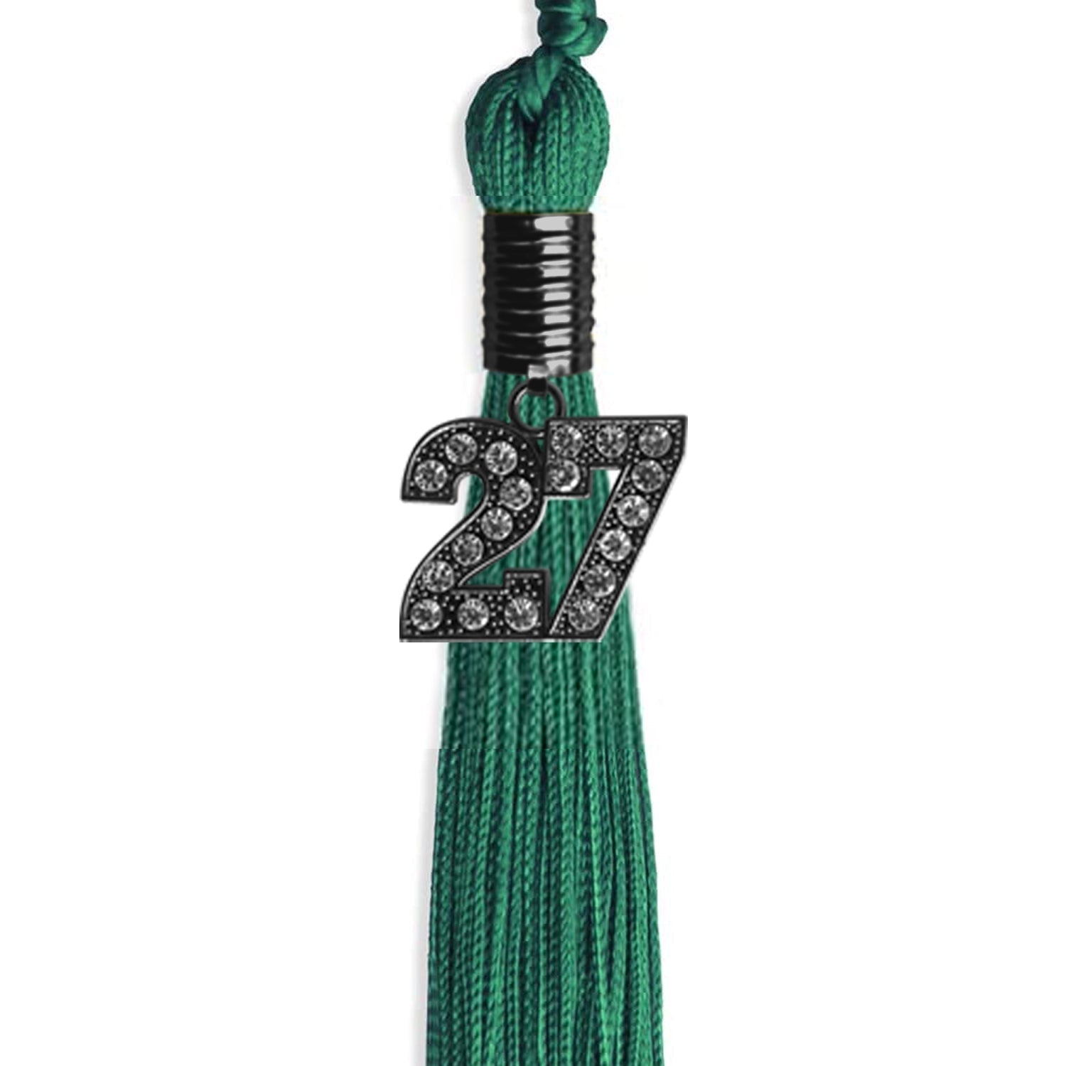 Emerald Green Graduation Tassel with Black Bling Charm by Wholesale Grad Supply