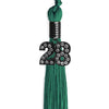 Emerald Green Graduation Tassel with Black Bling Charm by Wholesale Grad Supply