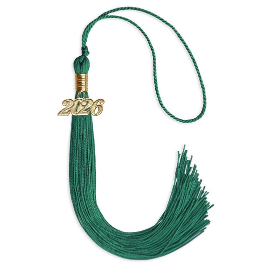 Emerald Green Graduation Tassel with Gold Bling Charm by Wholesale Grad Supply
