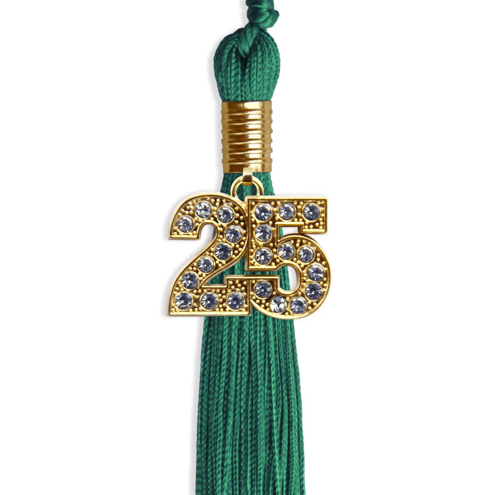 Emerald Green Graduation Tassel with Gold Bling Charm by Wholesale Grad Supply