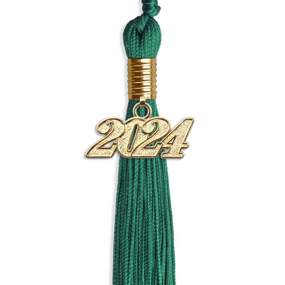 Emerald Green Graduation Tassel with Gold Bling Charm by Wholesale Grad Supply
