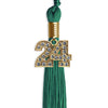 Emerald Green Graduation Tassel with Gold Bling Charm by Wholesale Grad Supply