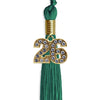 Emerald Green Graduation Tassel with Gold Bling Charm by Wholesale Grad Supply